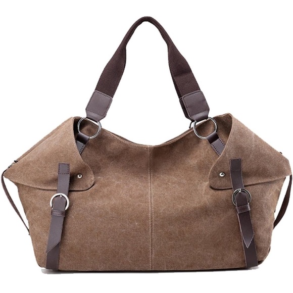 Women’s oversized canvas bag with straps - Picture 1 of 2